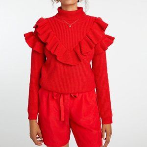 NWT Glamorous Ruffled Red Sweater